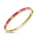 Roberto Coin 18k Yellow Gold Love In Verona Coral Enamel And Diamond Bangle
