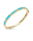 Roberto Coin 18k Yellow Gold Love In Verona Turquoise Enamel Diamond Bangle