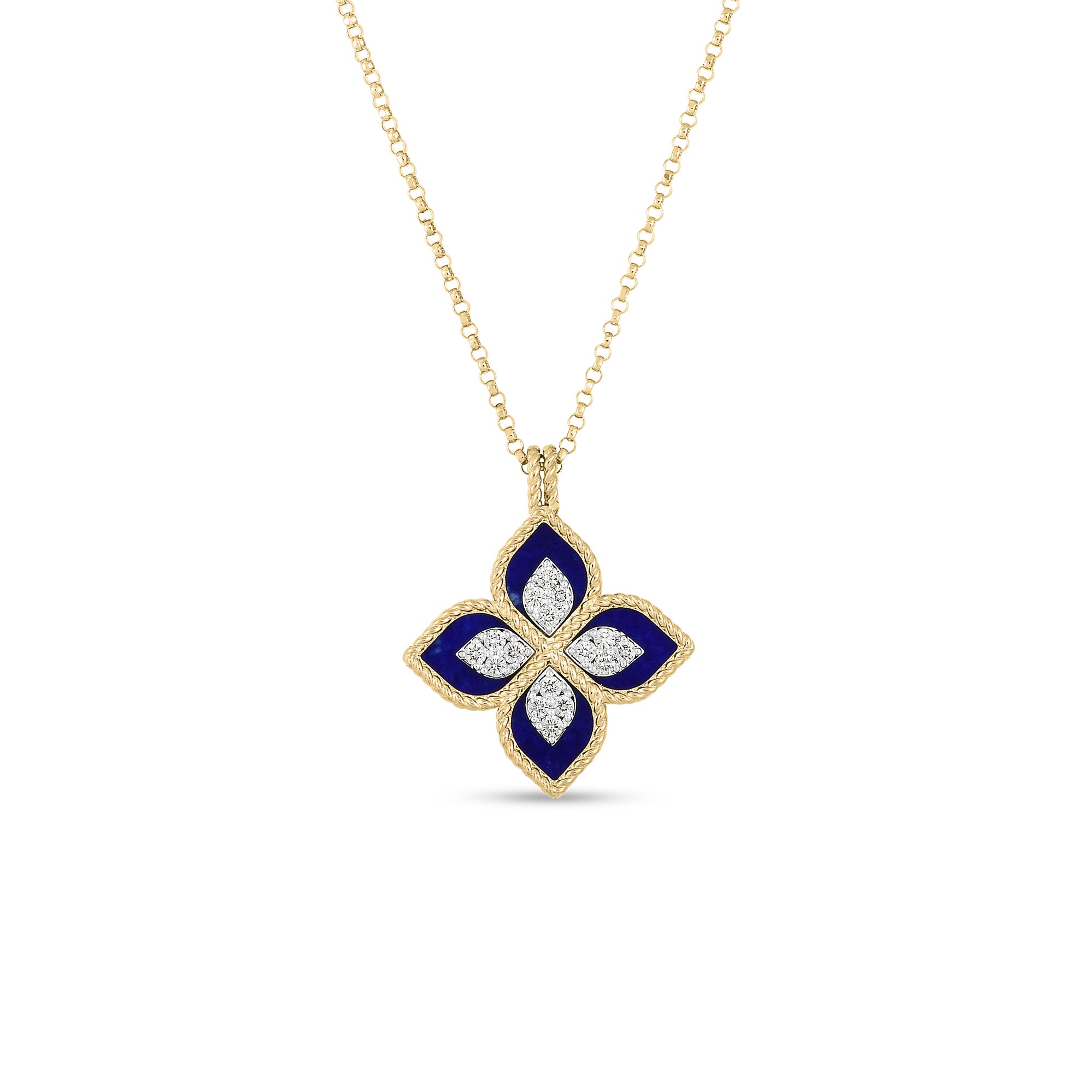 Roberto Coin 18k White &amp; Yellow Gold Venetian Colored Gemstone &amp; Diamond Necklace