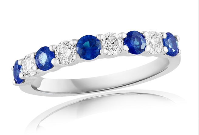 Brown &amp; Co. 18k White Gold, Sapphire And Diamond Band