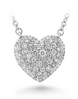 Memoire 18k White Gold Pave Diamond Heart Necklace