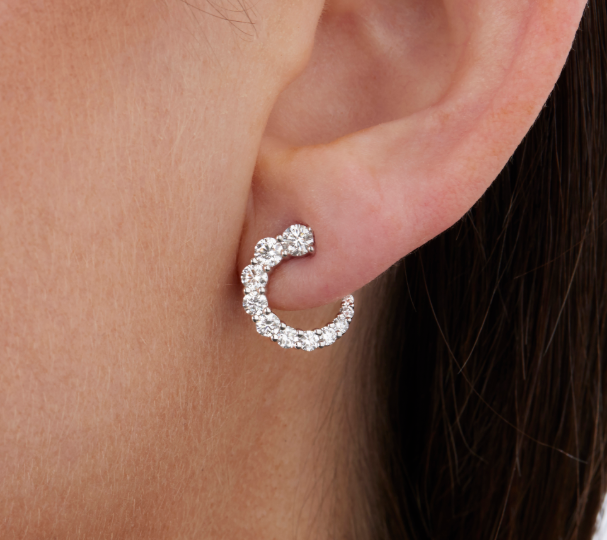 Memoire 18k White Gold Luna Diamond Earrings