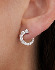 Memoire 18k White Gold Luna Diamond Earrings