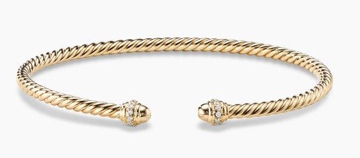 David Yurman Classic Cablespira® Bracelet In 18k Yellow Gold With Diamonds, 3mm