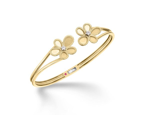 Roberto Coin 18k Yellow And White Gold Jasmine Flower Bangle