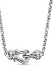 David Yurman Petite Buckle Necklace In Sterling Silver With Diamonds, 16.2mm