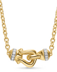 David Yurman Petite Buckle Necklace In 18k Yellow Gold With Diamonds, 16.2mm