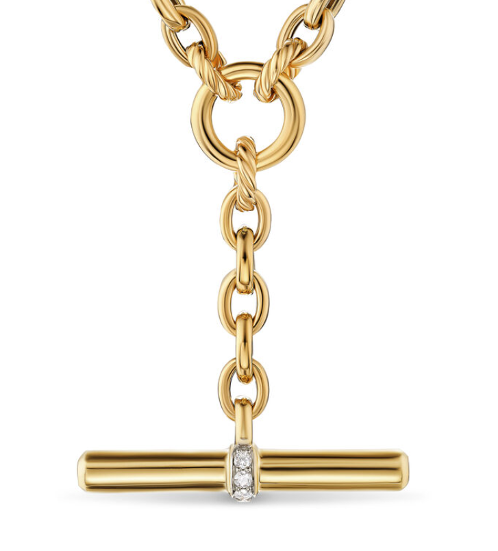Dy Mercer® Petite Toggle Chain Necklace In 18k Yellow Gold With Diamonds, 4.5mm