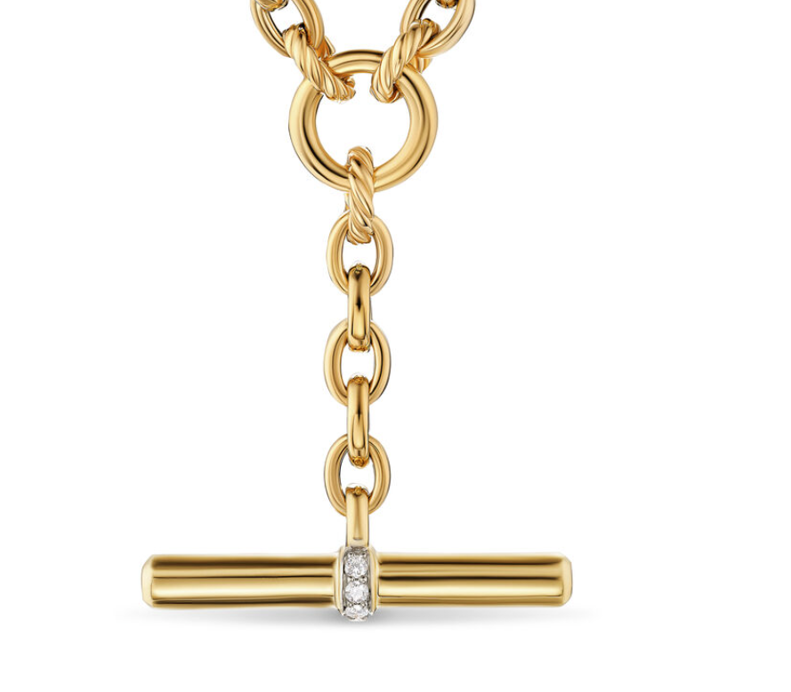 Dy Mercer® Petite Toggle Chain Necklace In 18k Yellow Gold With Diamonds, 4.5mm