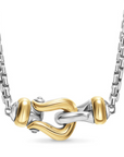 David Yurman Petite Buckle Necklace In Sterling Silver With 14k Yellow Gold, 16.3mm