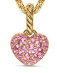 David Yurman Petite Pavé Heart Amulet In 18k Yellow Gold With Pink Sapphires, 7.4mm