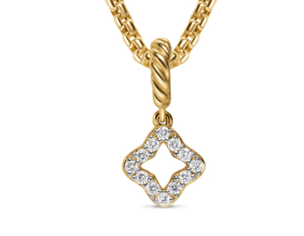 David Yurman Micro Pavé Quatrefoil Amulet In 18k Yellow Gold With Diamonds, 7.4mm