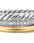 David Yurman Mercer® Three Row Ring In Sterling Silver With 18k Yellow Gold And Diamonds, 8.9mm