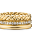 David Yurman Mercer® Three Row Ring In 18k Yellow Gold With Diamonds, 8.9mm