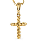 David Yurman Cable Cross Pendant Necklace In 18k Yellow Gold, 17.5mm