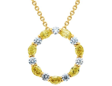 Jb Star 18k Yellow Gold Diamond Circle Pendant Necklace