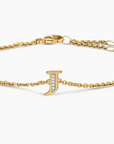 David Yurman Petite Pave Initial Chain Bracelet In 18k Yellow Gold With Diamond J