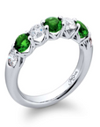 Alternating Round Emerald & Diamond Band