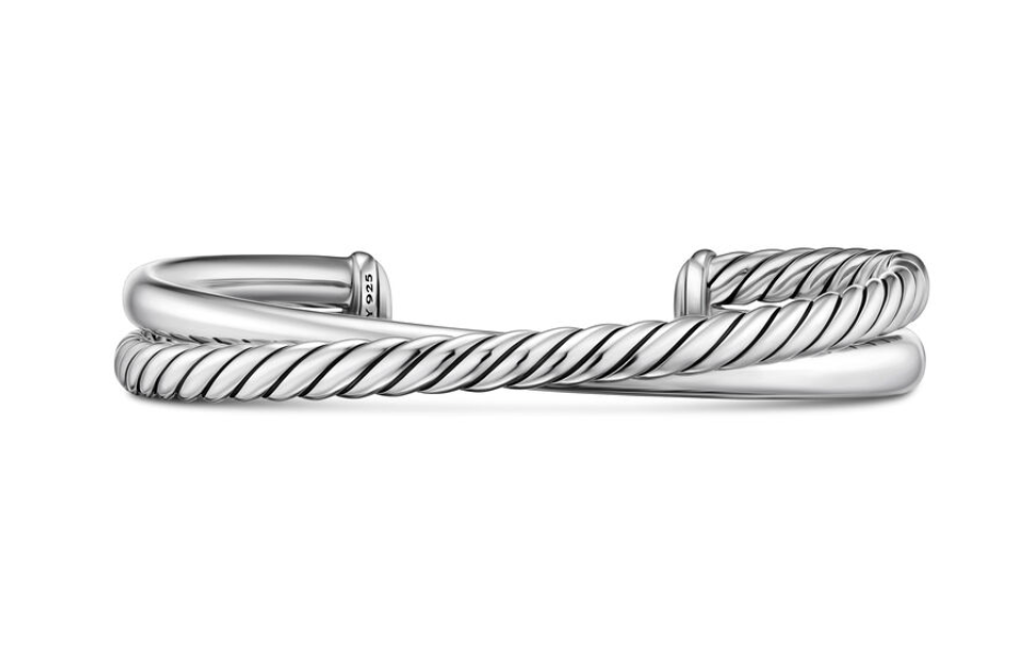 David Yurman Crossover Two Row Cuff Bracelet In Sterling Silver, 10.7mm