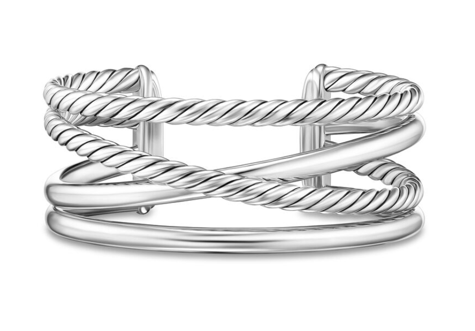 David Yurman Bold Crossover Multi Row Cuff Bracelet In Sterling Silver, 24.4mm