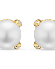 David Yurman Pearl Classics Stud Earrings In 18k Yellow Gold And Diamonds, 6.6mm