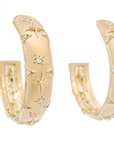 Penny Preville 18k Yellow Gold Celestial Dreams Diamond Hoop Earrings