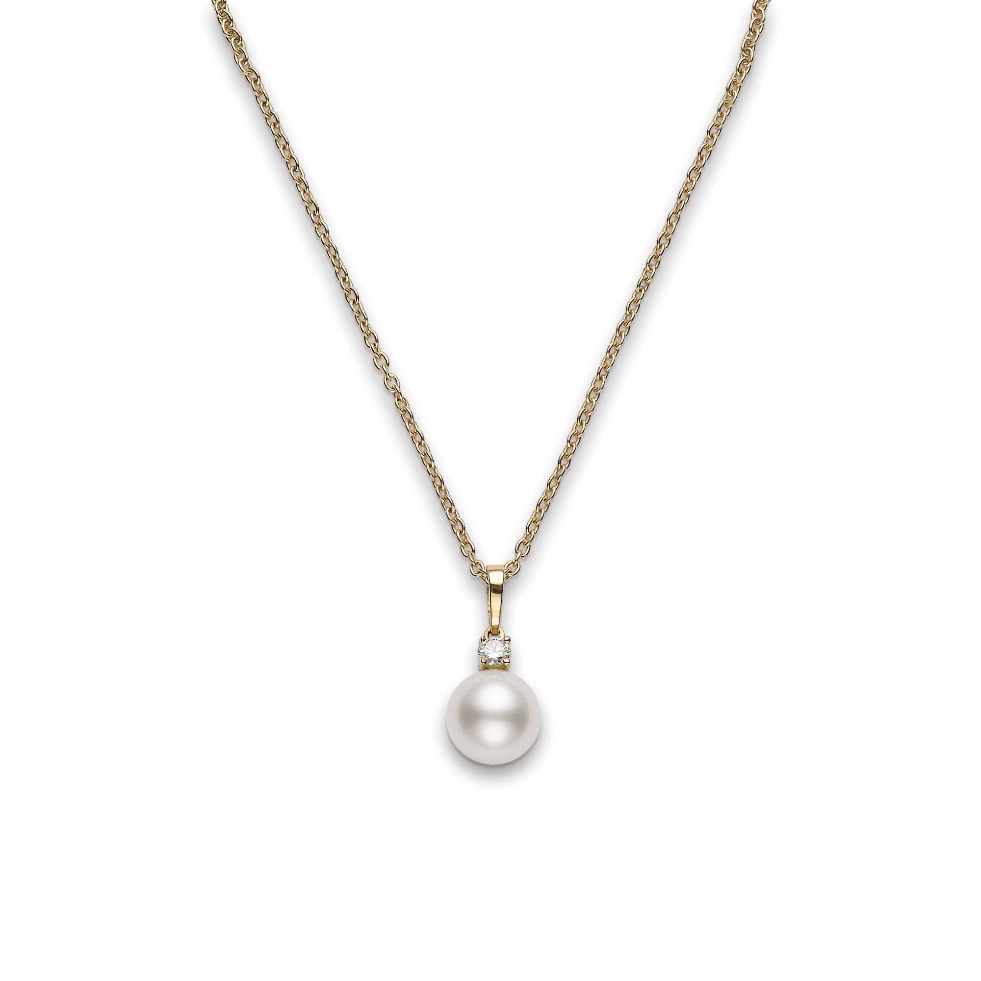 Mikimoto 18k Yellow Gold 11mm White South Sea Pearl Pendant Necklace
