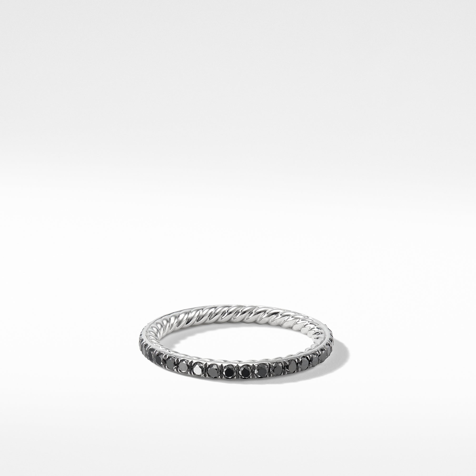 Dy Eden Band Ring In Platinum With Pave Black Diamonds 1.85mm