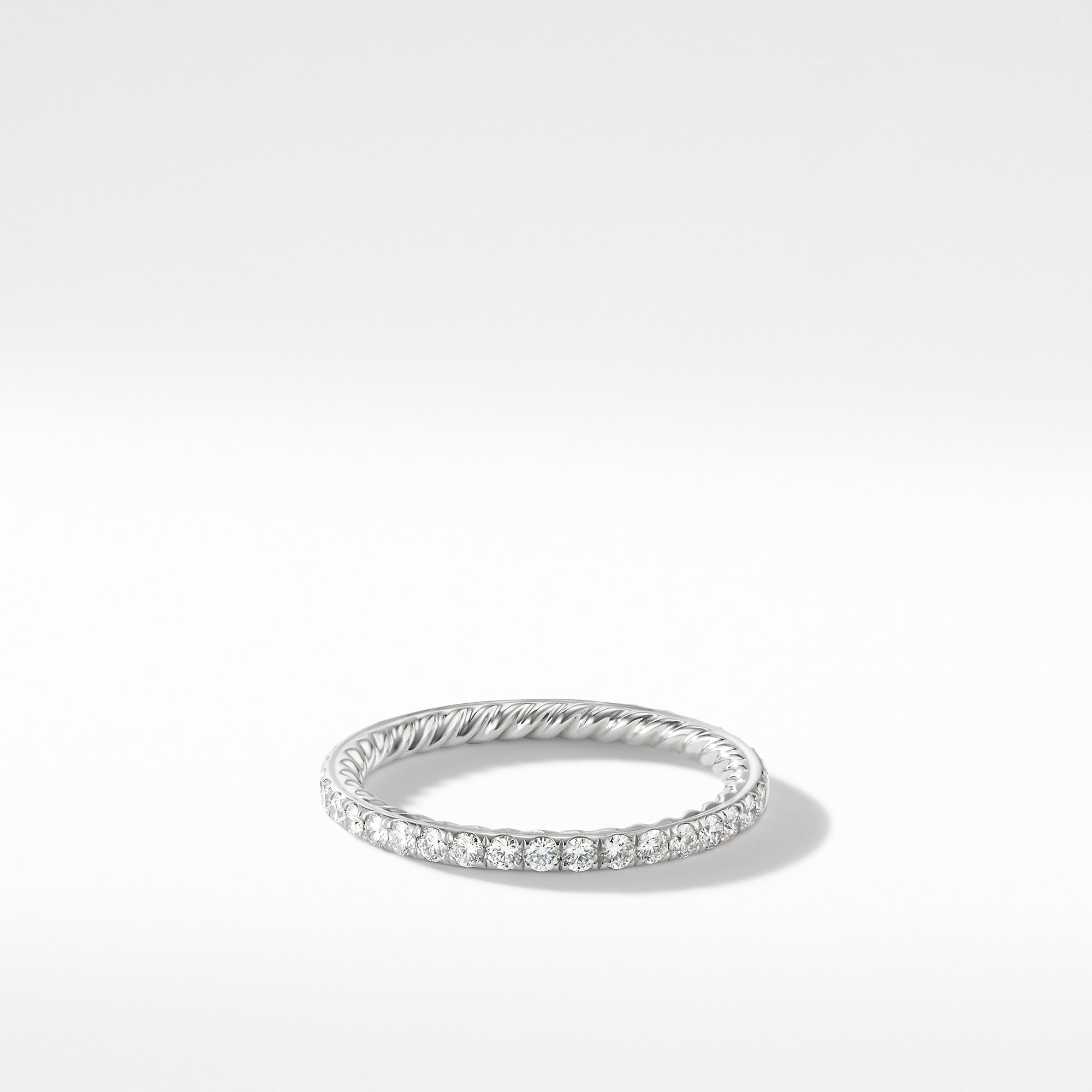 Dy Eden Band Ring In Platinum With Pave Diamonds 1.85mm