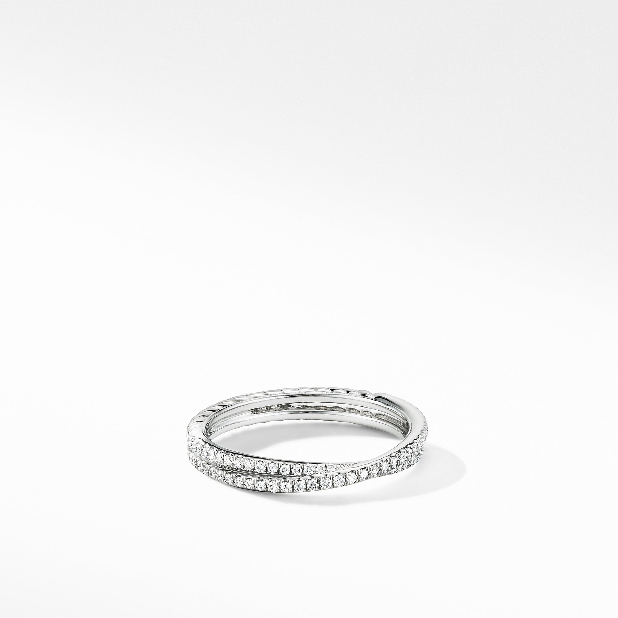 3.14mm Micro Pave Band Crossover Ring Di Plt