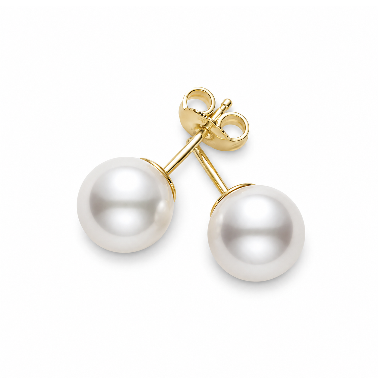 18k Yellow Gold 8x8.5mm Pearl Stud Earrings