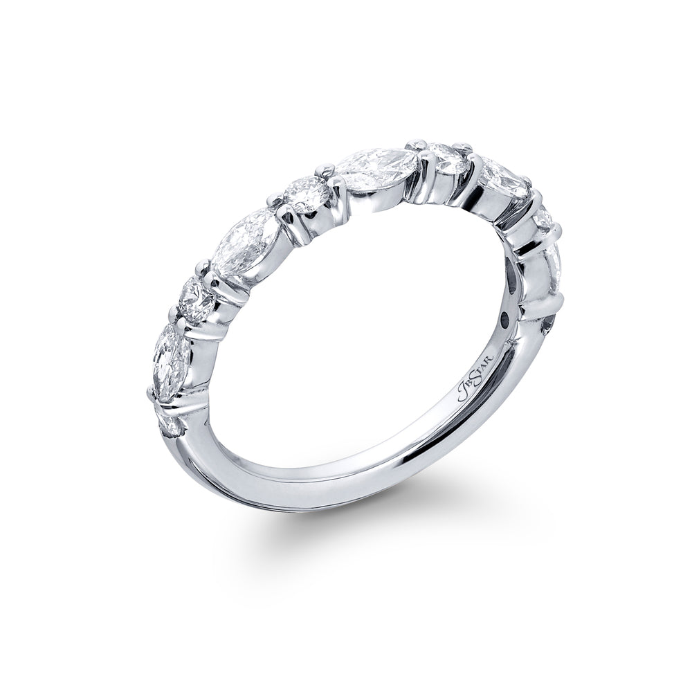 Alternating Marquise &amp; Round Diamond Band, 0.77ctw