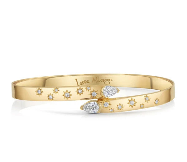 Scattered Diamond Bypass Bangle, 0.76ctw