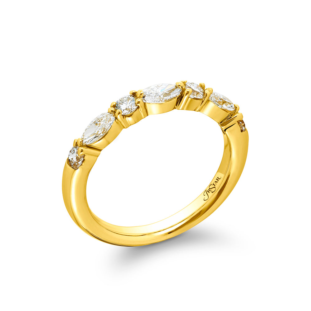 Alternating Marquise &amp; Round Diamond Band, 0.66ctw