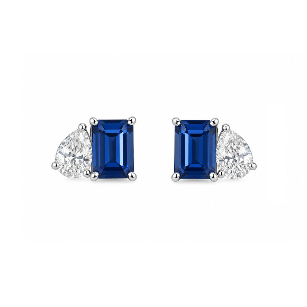 Sapphire &amp; Diamond "Toi et Moi" Earrings