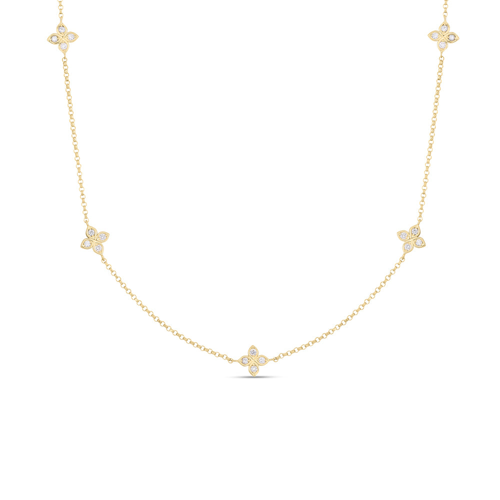 Diamond Flower Station Necklace, 0.22ctw