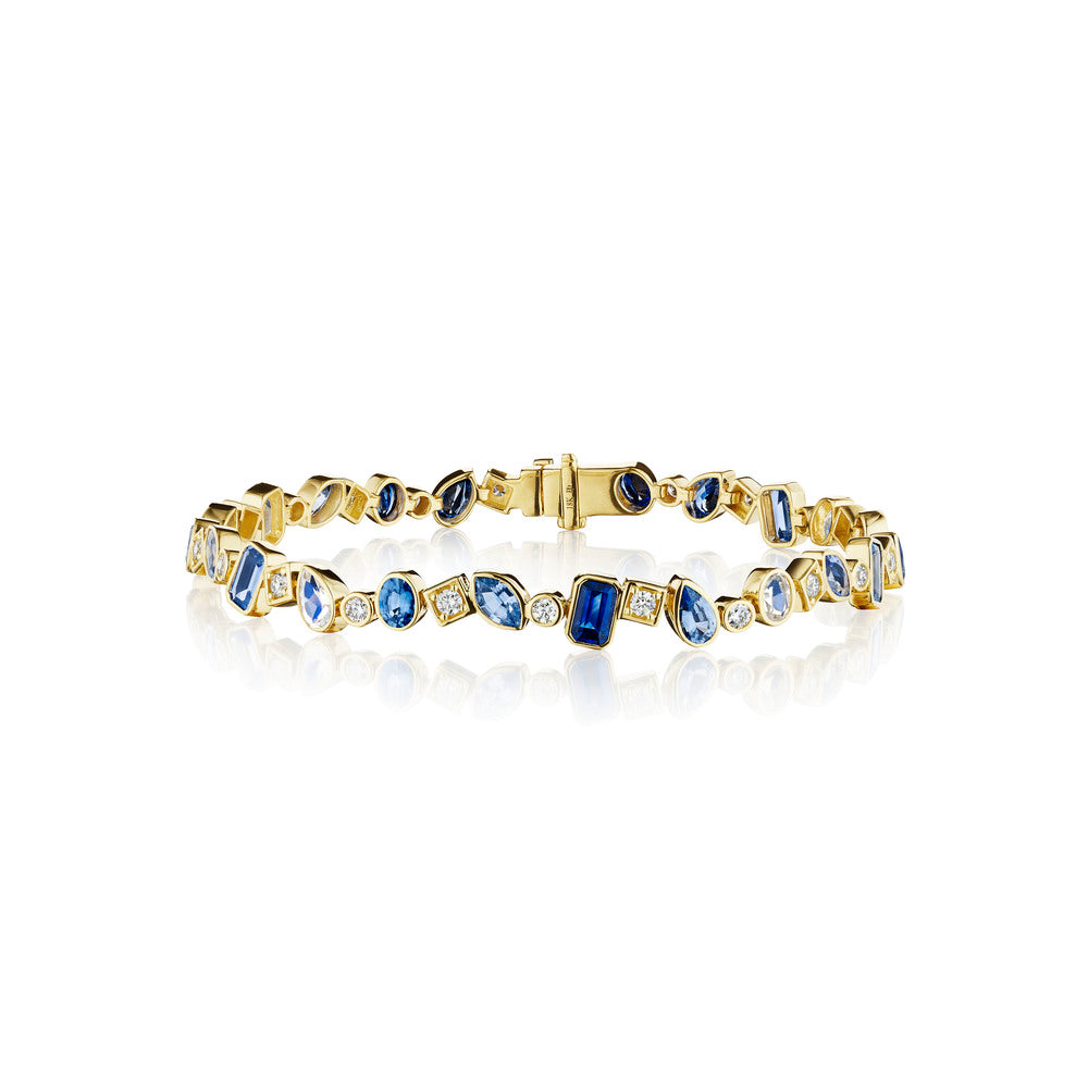Diamond &amp; Blue Gemstone Bangle