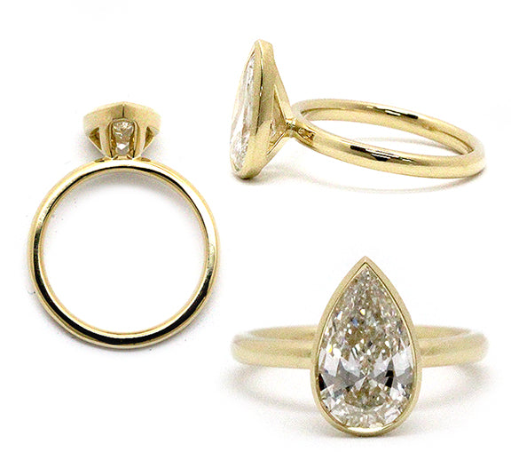 Bezel Set Pear Diamond Ring, 2.20ct