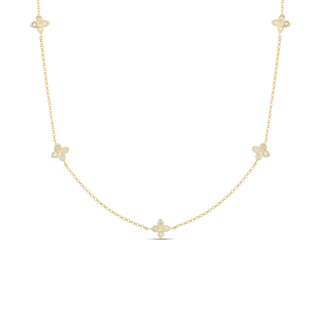 Diamond Flower Station Necklace, 0.22ctw
