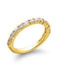 Alternating Emerald & Round Diamond Band, 0.82ctw