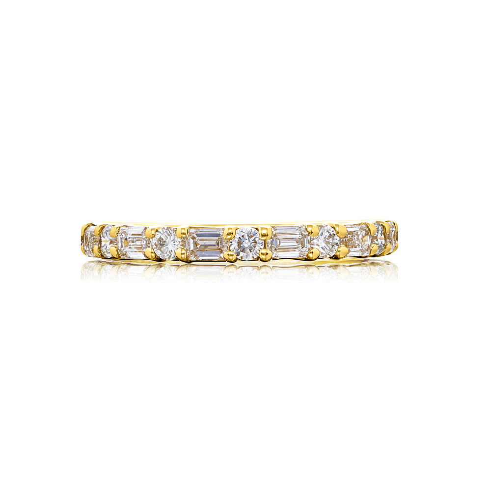 Alternating Emerald &amp; Round Diamond Band, 0.82ctw