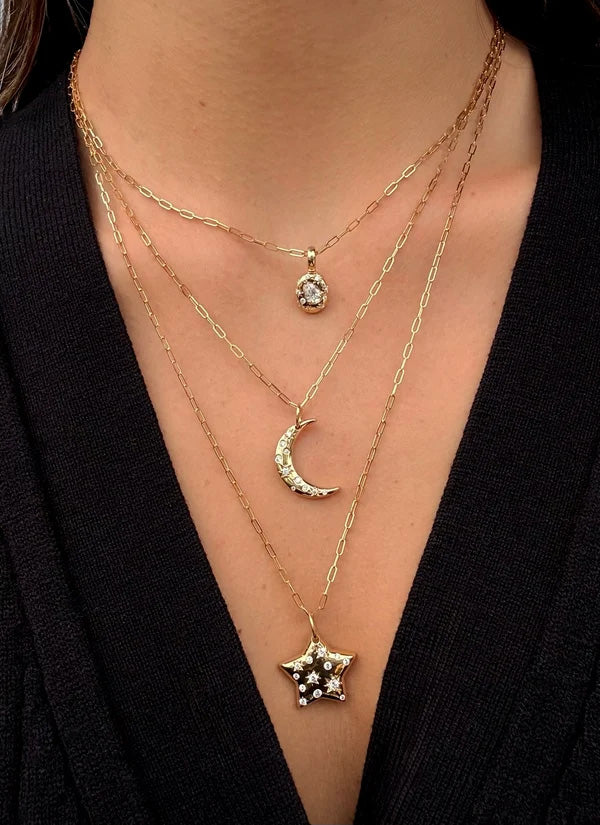 Diamond Crescent Moon Pendant Necklace, 0.16ctw