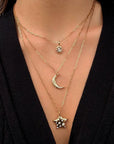 Diamond Crescent Moon Pendant Necklace, 0.16ctw