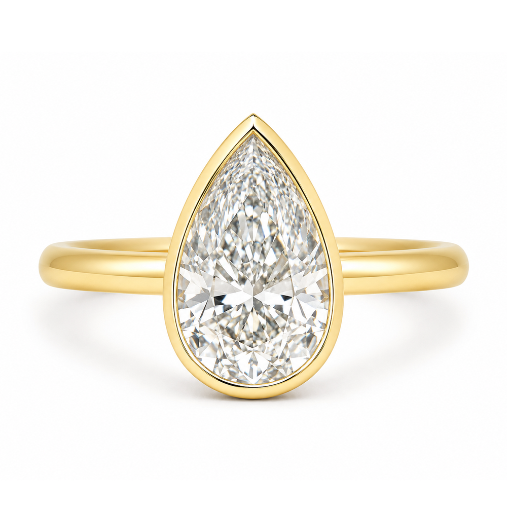 Bezel Set Pear Diamond Ring, 2.20ct