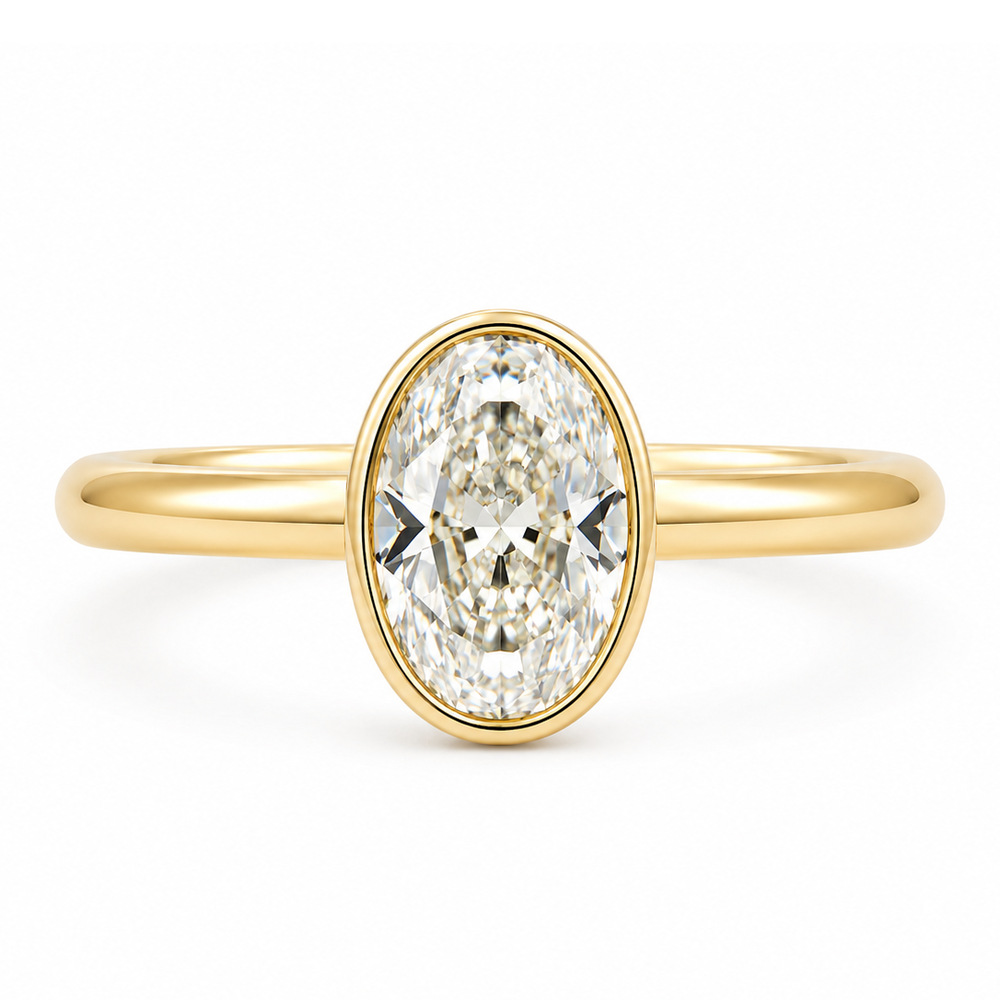 Bezel Set Oval Diamond Ring, 1.51ct