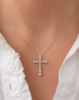 18k White Gold 1.49ctw Diamond Cross Necklace