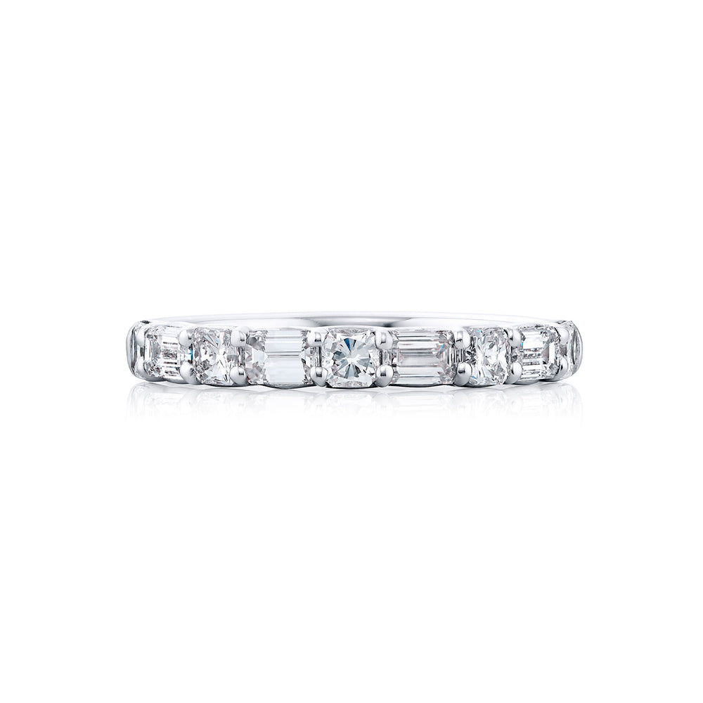 Alternating Emerald &amp; Radiant Cut Diamond Band, 1.08ctw
