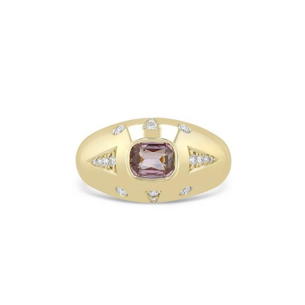 Pink Sapphire &amp; Diamond Chunky Signet Ring