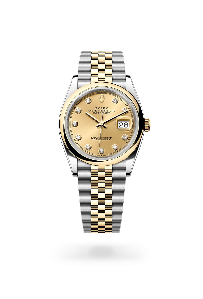 Rolex Datejust 36 in Oyster, 36 mm, Oystersteel and yellow gold