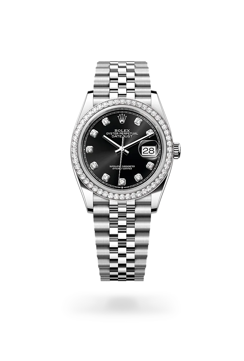 Rolex Datejust 36 in Oyster, 36 mm, Oystersteel, white gold and diamonds